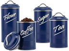 Hillbond Kitchen Canisters Sets for Countertop-Set of 4, Navy Blue by Hillbond