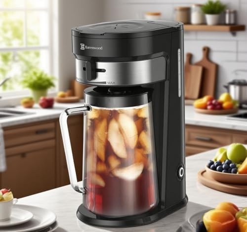 Ice Tea Maker with 2.5QT Cold Brew Coffee & Iced Tea Pitcher, Strength Selector, Reusable Filter for Lemonade, Fruit Infused Water (Black) - Image 6