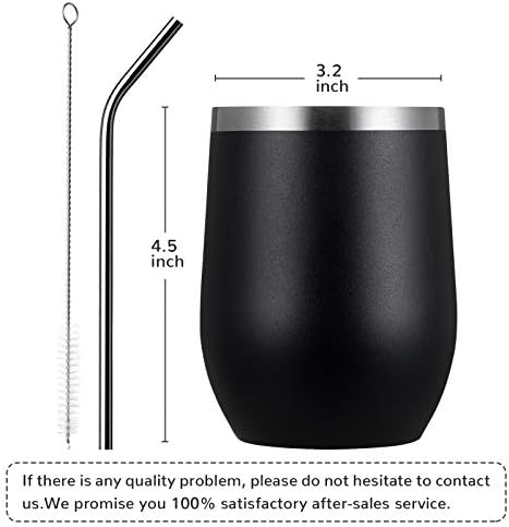 MEWAY 12oz Wine Tumbler 16 Pack Bulk Gifts for Women,Double Wall Vacuum Stainless Steel Travel Mug with Lid,Insulated Stemless Wine Cup Glass for Coffee,Cocktails,Drinks(Black,Set of 16) - Image 3