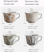 Ceramic Mug Set of 4, 11oz - Vintage Mug Cups for Coffee Milk Latte Cappuccino Tea, Porcelain Coffee Cups Set Gifts for Women Man, Farmhouse Handmade Stoneware Cups Dishwasher Microwave Safe - Image 2