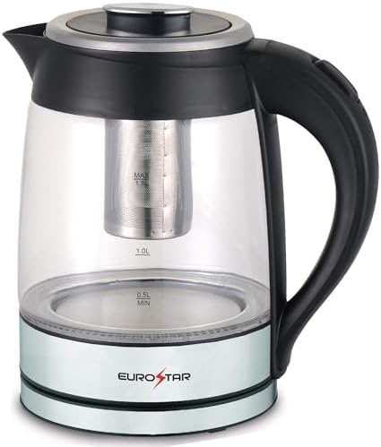 EUROSTAR EKG18TFBK Glass Electric Kettle 1.8L with Tea Infuser - Image 3