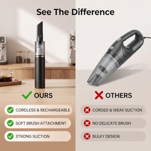 Mini Coffee Grinder Vacuum Cleaner with Soft Brush Flat Nozzle (Black) - Image 5