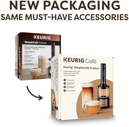 Keurig SimpleCafe Frother, Rechargeable Handheld Milk Frother for Lattes, Cappuccinos & Iced Coffee, USB Cord Included, Microwave-Safe Frothing Cup, Hot & Cold Foam Maker - Image 2