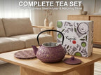 40 Oz Purple Maple Leaf Cast Iron Teapot, Enamel Interior, Infuser & Trivet - Image 3