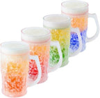 Lily's Home Insulated Double Wall Gel-Filled Acrylic Frosted Freezer Beer Glasses, Great for Enjoying Brews at BBQs and Parties, Clear with Assorted Color Bases (14 oz. Each, Set of 4) - Mug Shape - Image 5