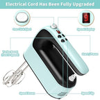 Yomelo 9-Speed Digital Hand Mixer Electric, 400W Powerful DC Motor, Hand Mixer Electric Handheld with Snap-On Storage Case, 5 Stainless Steel Accessories, Beaters, Dough Hooks, Whisk(Ice Blue/Black) - Image 3