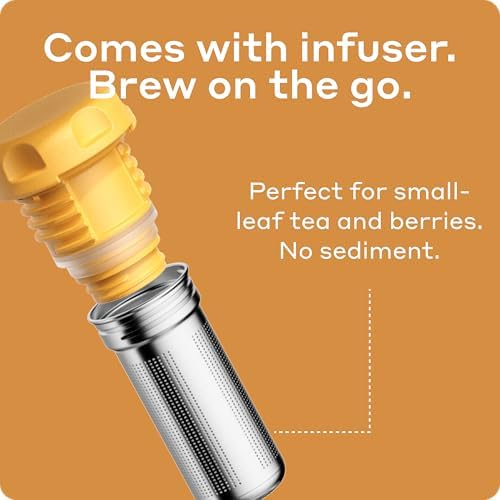 BOBBER 46 oz Stainless Steel Thermo Flask with Removable Tea Infuser – BPA-Free, Dishwasher Safe, Leak-Proof Vacuum Insulated Water Bottle – Keeps Drinks Hot for 45 Hours (Orange) - Image 4