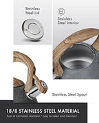 POLIVIAR Tea Kettle, 2.7 Quart Natural Stone Finish with Wood Pattern Handle Loud Whistle Food Grade Stainless Steel Teapot, Anti-Hot Handle and Anti-Rust, Suitable for All Heat Sources (JX2018-GR20) - Image 2