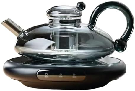 Filtration Teapot Set with Electric Ceramic Stove Infusers Glass Teapot with Removable Fine Mesh Filter(Electric ceramic stove+Transparent) by Unknown