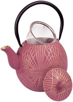 Creative Home Cast Iron Kyusu Teapot with Removable Stainless Infuser Basket, Rust-Resistant Interior Coating and Heat-Retaining Build, Elegant Japanese-Style Tea Ritual Gift, 34 oz, Gold/Purple - Image 2
