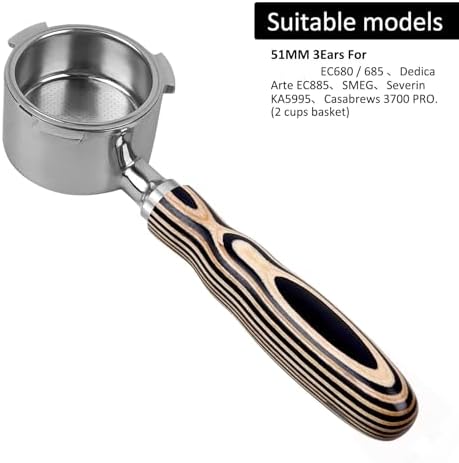 Coffee Bottomless Portafilter, Compatible For IKAPE,Colored Wooden Handle 51mm / 54mm / 58mm(51mm-3Ears) - Image 2