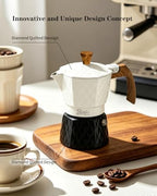 Bincoo 120ML Stovetop Espresso Maker Double Valve Moka Pot with Thermostat Extractor Prevent over-extraction,Italian Espresso Moka Pot with Powder Dispenser and Filter Paper for Home (White/Black) - Image 2