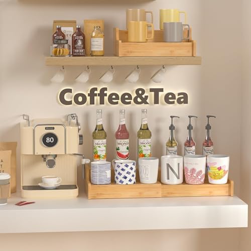 Hongtamoya 2-Tier Expandable Bamboo Coffee Mug Holder, Mug Organizer for Kitchen Cabinets, Mug Cup Rack, Multi-Functional Cup Holder Shelf, Coffee Bar Organizer, Home - Image 5