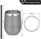 VEGOND Wine Tumblers Bulk 12 Pack, 12oz Stainless Steel Stemless Wine Glass with Lids and Straws, Double Wall Vacuum Insulated Tumbler Cup, Coffee Mug for Cold Hot Drinks - Image 6