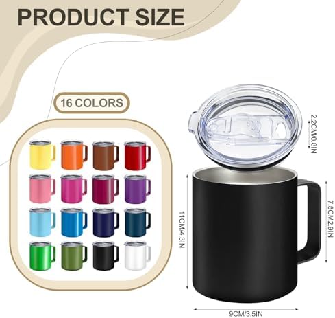 YOUKE OLA 32 Pack Stainless Steel Insulated Coffee Mug Bulk with Handle & Lids, 12oz Vacuum Insulated Double Wall Travel Mug for Hot and Cold Drinks Home Office Car, 16 Colors - Image 2