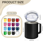 YOUKE OLA 32 Pack Stainless Steel Insulated Coffee Mug Bulk with Handle & Lids, 12oz Vacuum Insulated Double Wall Travel Mug for Hot and Cold Drinks Home Office Car, 16 Colors - Image 2