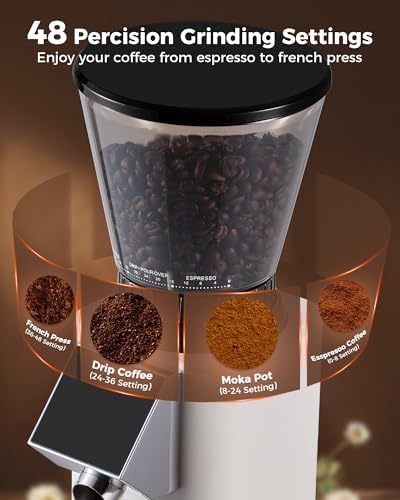 Tuni G1 Conical Burr Coffee Grinder with Coffee Knock Box (Ivory) - Image 4