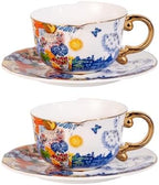KAMMAK Tea Cups and Saucers Set of 2, Fine Bone China Coffee Cups, 584N by KAMMAK