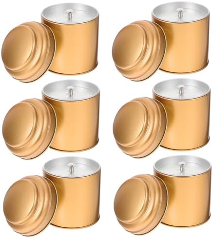 6pcs Double Lid Tea Canisters with Lids, Matte Rose Gold Tinplate Airtight Tea Tins for Loose Leaf Storage, Household Candy and Coffee Jars for Kitchen Organization by Unknown