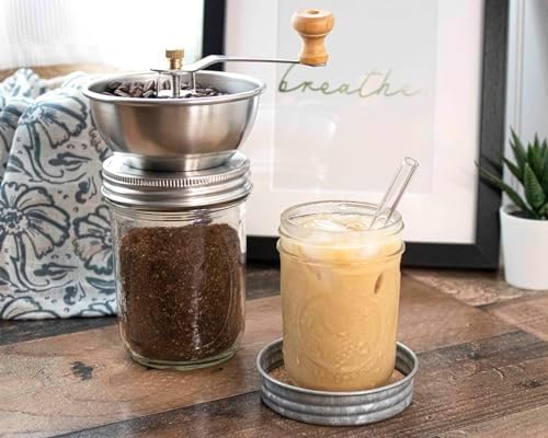 Mason Jar Lifestyle Coffee & Spice Grinder Lid for Wide Mouth Mason Jars – Manual Ceramic Grinder Attachment – Grind Spices or Coffee Directly into Jar - Image 2