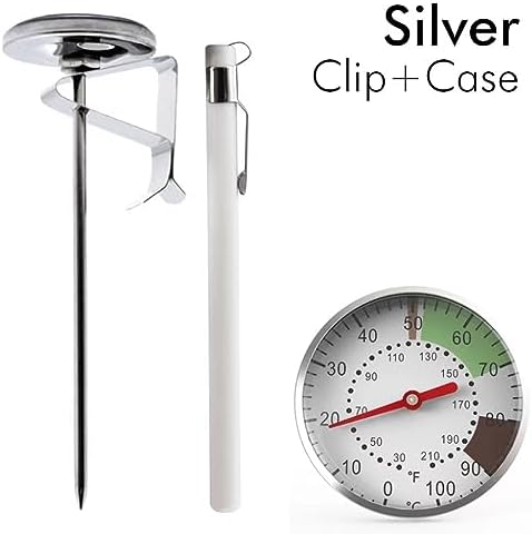 5 Inch Dial Probe Thermometer 0-100 °C Milk Coffee Thermometer Instant Read Stainless Steel Kitchen Food Cooking Milk Coffee (Color : Silver) - Image 2