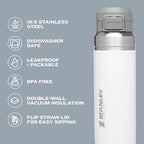 Stanley Quick Flip GO Water Bottle 24 oz | Push Button Lid | Leakproof and Packable for Travel and Sports | Insulated Stainless Steel | BPA-Free | Rose Quartz - Image 4