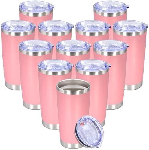 20 oz Tumbler Insulated Tumblers Stainless Steel Coffee Mug,Pink 12PCS by Providethebestproducts