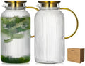 Buaic 2 PACK Glass Pitcher with Lid, 84 oz/ 2.5 Liter Glass Water Carafe by Buaic