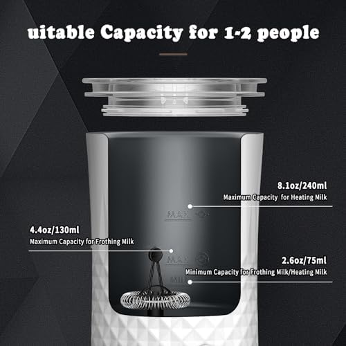 Saicefe Electric Milk Frother and Steamer, 4 in 1 Automatic Milk Frother and Milk Warmer, Hot and Cold Milk Foam Maker for Coffee, Latte, Cappuccino Silent Operation (White) - Image 2