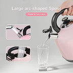 Electric Kettle Temperature Dash, YiiMO 2L Stainless Steel Hot Water Boiler with Thermometer for Tea Coffee 1200W, Auto Shut-Off Boil-Dry Protection BPA Free, Large Pink Retro Cute - Image 2