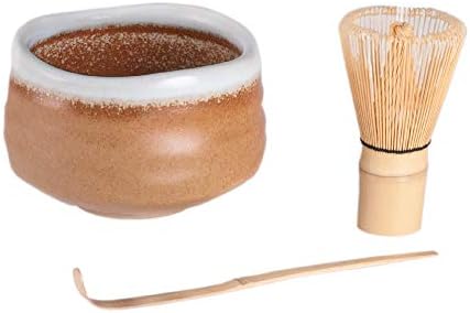 Fuji Merchandise Japanese Chasen Green Tea Bamboo Matcha Chasen Whisk Scoop and 21 fl oz Reactive Glaze Porcelain Matcha Bowl 3 Piece Gift Set by Unknown