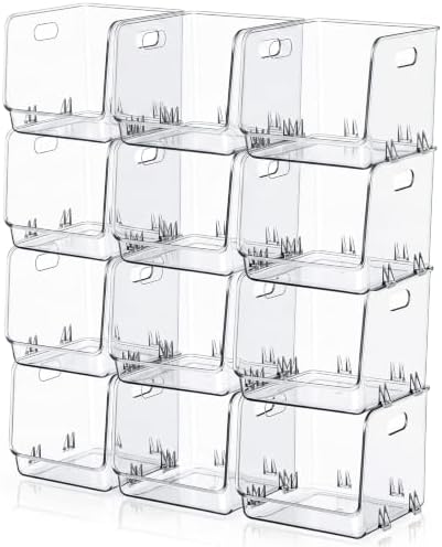 12 Pcs Clear Plastic Storage Bins Stackable Pantry Organizer by Ferrochef