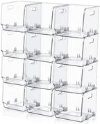 12 Pcs Clear Plastic Storage Bins Stackable Pantry Organizer by Ferrochef