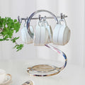 Coffee Mug Holder Metal,Mug TeaCups Holders Countertop,Coffee Mug Tea Cup Stand Storage Rack Tabletop Counter 6 Hooks(Silver) by FXLYUTXP