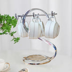 Coffee Mug Holder Metal,Mug TeaCups Holders Countertop,Coffee Mug Tea Cup Stand Storage Rack Tabletop Counter 6 Hooks(Silver) by FXLYUTXP