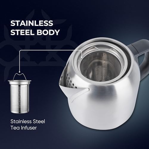Ethniq TeaVibe Electric Turkish Tea Maker - Stainless Steel 120V Double Pot Kettle & Infuser, Boil-Dry Protection, Auto Shut-Off & Keep Warm Function, 1.7L Kettle + 1L Teapot Capacity - Image 3