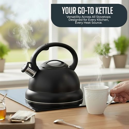 Whistling Tea Kettle, 2.2qt Stainless Steel Stove Top Kettle with Cool-Touch Handle, Durable, Fast Boil Tea Pot for Gas or Electric Stove - Image 4