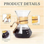 Hand Brewed Coffee Filter Cup Pour Over Maker For Home,Glass Coffee Pot Drip Brewing Cafetera 400M/600ML(600mlR with Paper) - Image 5