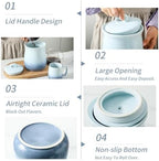HASENSE Ceramic Jar with Lid, 88 FL OZ Large Food Storage Canister for the Kitchen, Airtight Kitchen Containers for Tea, Coffee Bean, Pet Food, Cookies and More, Gradient Light Blue - Image 6