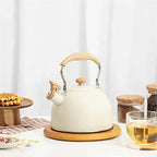 HEAGER Ceramic teapot, Stove Top Kettle, Whistling Kettle, Tea Infuser,Tea Pot, Whistling Tea Kettles Stovetop Stainless Steel Teapot WithWood PatternAnti - Image 3