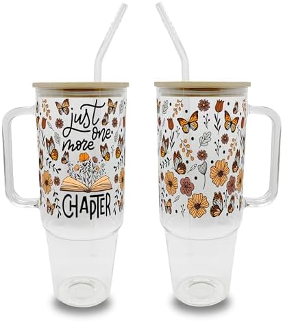 Sip-Sip Hooray! Just One More Chapter 40oz Glass Tumbler with Lid and Straw by Sip-SipHooray