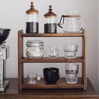 MRYBD 3-Tier Wooden Coffee Mug Display Rack Walnut Color Solid Wood Cup Holder Countertop Kitchen Storage Shelf Spice Jar Organizer for Home Office Coffee Station Bar brown by Unknown
