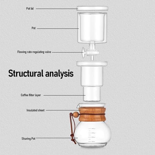 Cold Brew Coffee Maker 400ml, Double Layer Borosilicate Glass Ice Drip Coffee Machine, Glass Dripper with Filter Paper and Adjustable Water, for Home Tea Room Office - Image 5