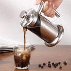 French Press Coffee Maker Coffee Press, With 3 Filters System, Heat Resistant Thickness Borosilicate Glass, Stainless Steel, Cold Brew Coffee Tea Pot, Easy To Clean(/Silver,350ml) - Image 3