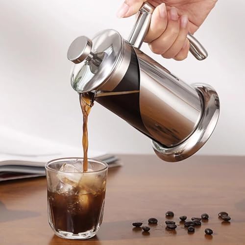 French Press Coffee Maker Coffee Press, With 3 Filters System, Heat Resistant Thickness Borosilicate Glass, Stainless Steel, Cold Brew Coffee Tea Pot, Easy To Clean(/Yellow,800ml) - Image 3