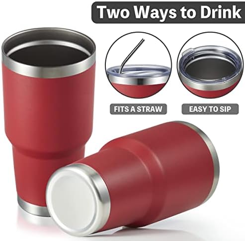 MEWAY 30oz Insulated Tumbler With Lids and Straws,Stainless Steel Double Vacuum Coffee Tumbler Cup, Brush, Durable Powder Coated Coffee Cup for Cold & Hot Drinks, Office, Travel(mixture,4 PACK) - Image 3