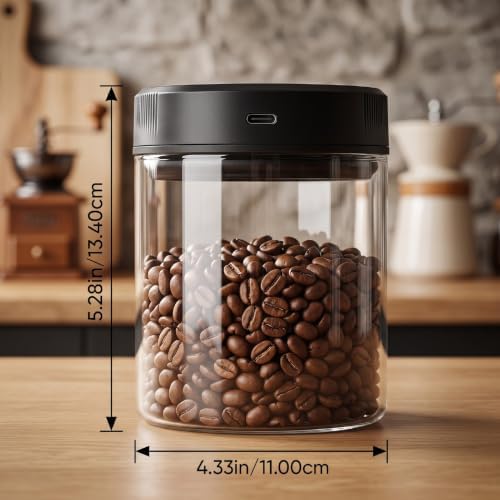 Luocute Automatic Vacuum Coffee Canister 700ml Borosilicate Glass - Image 2