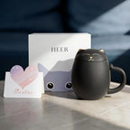 HEER Black Cat Ceramic Tea Mug 13.5oz with Infuser and Lid, Black - Image 2