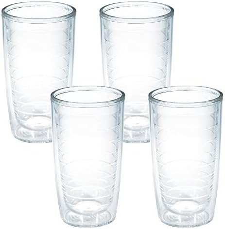 Tervis Clear & Colorful Tabletop Made in USA Double Walled Insulated Tumbler Travel Cup Keeps Drinks Cold & Hot, 16oz - 4pk, Clear by TervisTumblerCompany