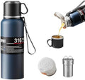 Upgrade 3in1 Water Bottles with Travel Mug Coffee Cup Cap, Tea Infuser,Carrying Loop,Thermal Wide Mouth Bottle, Vacuum Insulated 316 Stainless Steel Flask Leak Proof,BPA-Free (blue, 1980ml) by Unknown